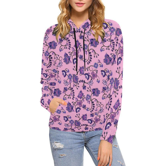 Purple Floral Amour All Over Print Hoodie for Women (USA Size) (Model H13) All Over Print Hoodie for Women (H13) e-joyer 