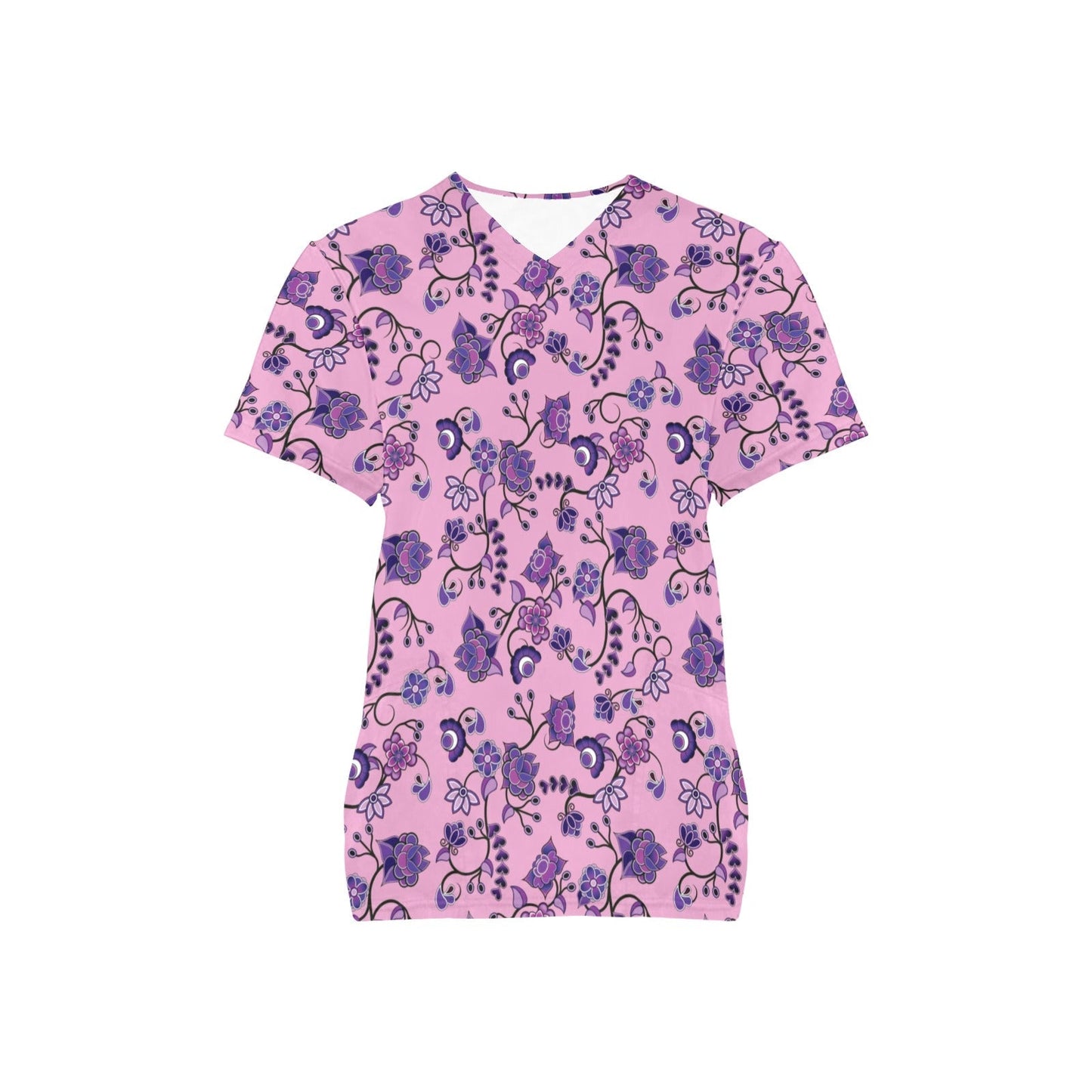 Purple Floral Amour All Over Print Scrub Top Scrub Top e-joyer 