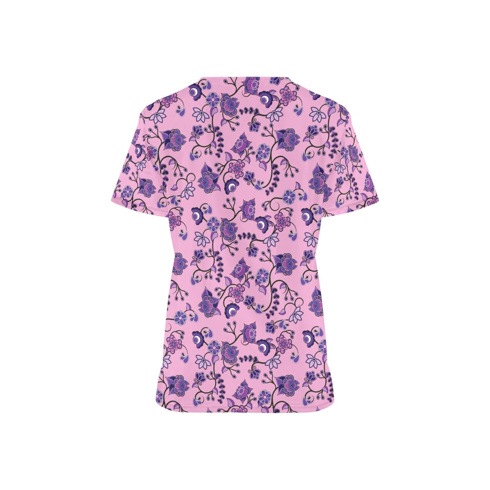 Purple Floral Amour All Over Print Scrub Top Scrub Top e-joyer 