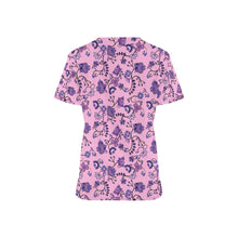 Load image into Gallery viewer, Purple Floral Amour All Over Print Scrub Top Scrub Top e-joyer 
