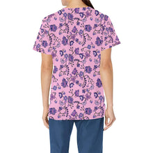 Load image into Gallery viewer, Purple Floral Amour All Over Print Scrub Top Scrub Top e-joyer 
