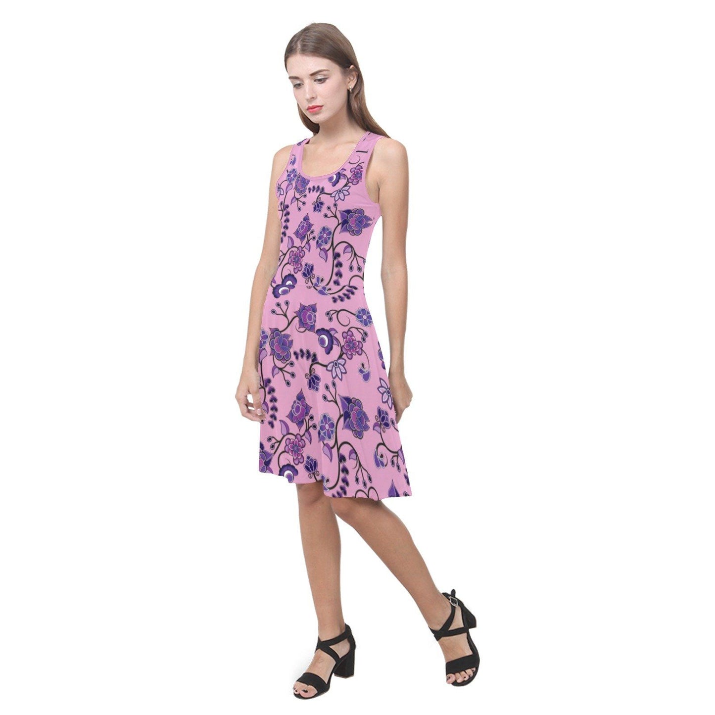 Purple Floral Amour Atalanta Sundress (Model D04) Atalanta Sundress (D04) e-joyer 