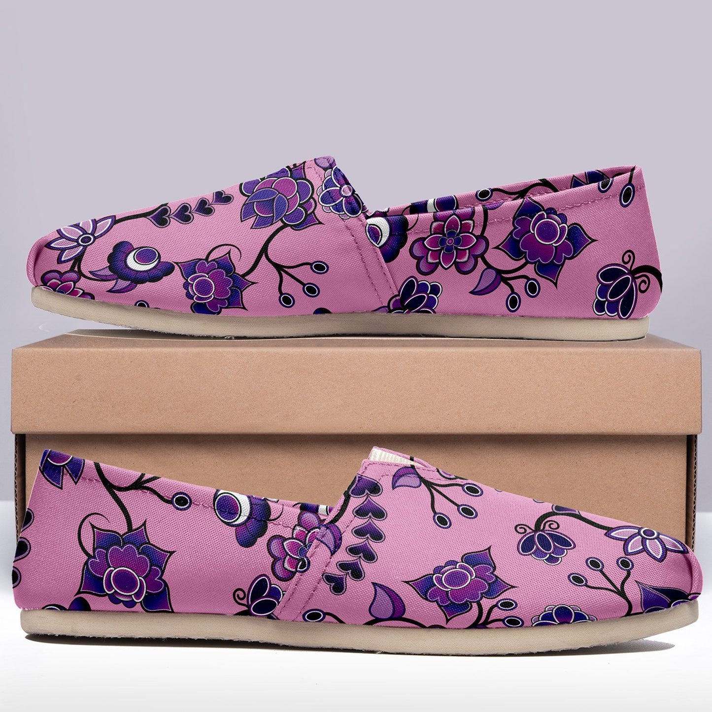 Purple Floral Amour Casual Unisex Slip On Shoe Herman 