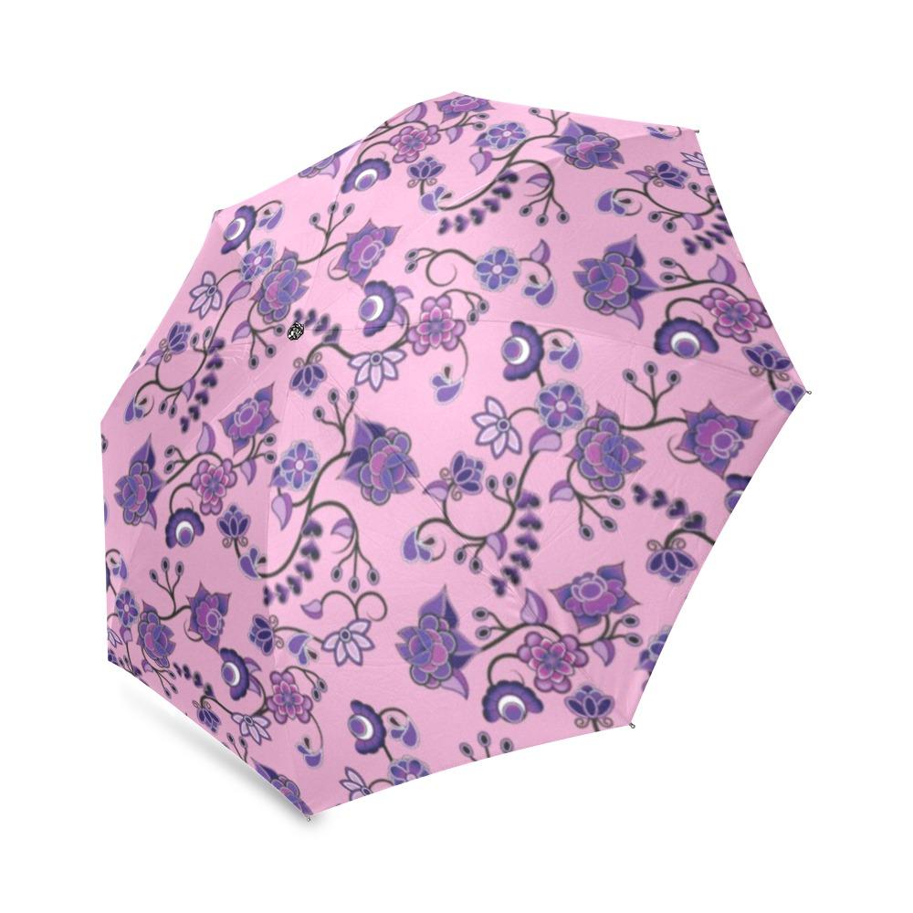 Purple Floral Amour Foldable Umbrella (Model U01) Foldable Umbrella e-joyer 