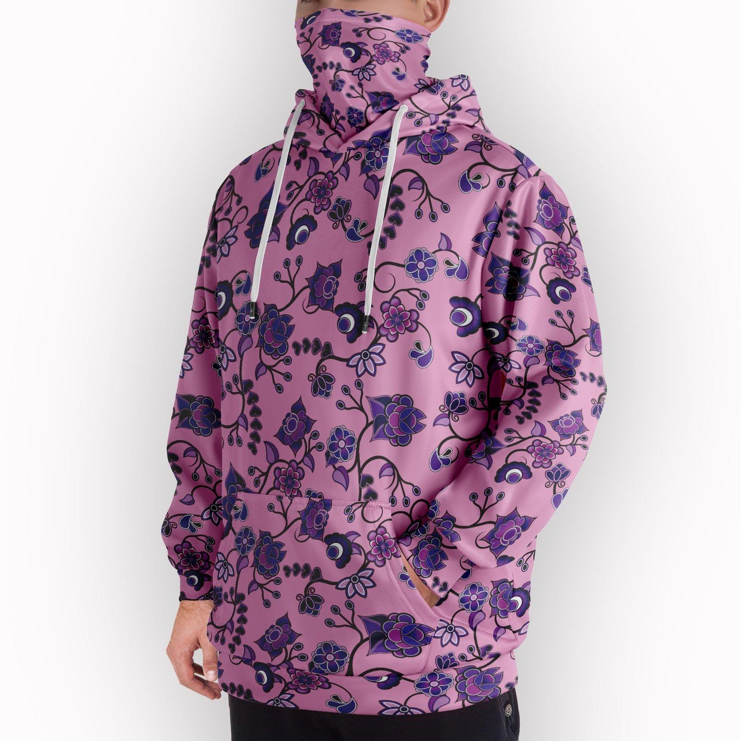 Purple Floral Amour Hoodie with Face Cover 49 Dzine 