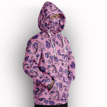 Load image into Gallery viewer, Purple Floral Amour Hoodie with Face Cover 49 Dzine 
