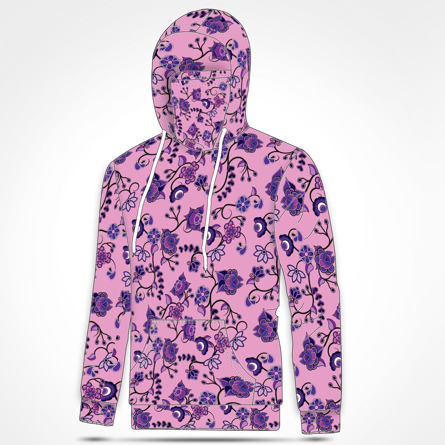 Purple Floral Amour Hoodie with Face Cover 49 Dzine 