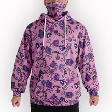 Load image into Gallery viewer, Purple Floral Amour Hoodie with Face Cover 49 Dzine 
