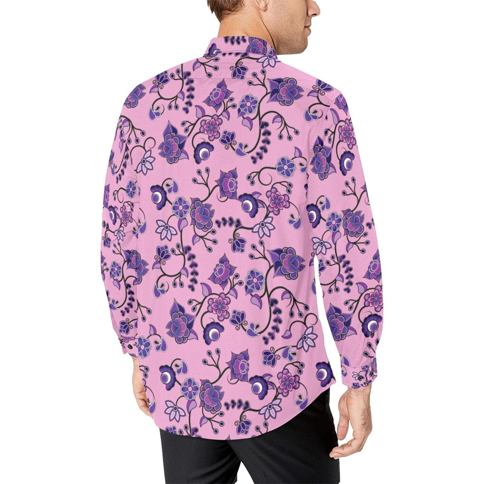 Purple Floral Amour Men's All Over Print Casual Dress Shirt (Model T61) Men's Dress Shirt (T61) e-joyer 