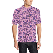 Load image into Gallery viewer, Purple Floral Amour Men&#39;s All Over Print Polo Shirt (Model T55) Men&#39;s Polo Shirt (Model T55) e-joyer 
