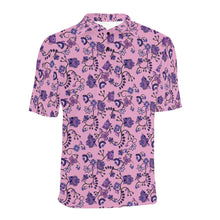 Load image into Gallery viewer, Purple Floral Amour Men&#39;s All Over Print Polo Shirt (Model T55) Men&#39;s Polo Shirt (Model T55) e-joyer 
