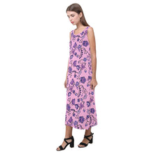 Load image into Gallery viewer, Purple Floral Amour Phaedra Sleeveless Open Fork Long Dress (Model D08) Phaedra Sleeveless Open Fork Long Dress (D08) e-joyer 
