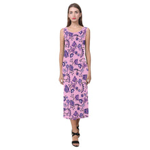 Load image into Gallery viewer, Purple Floral Amour Phaedra Sleeveless Open Fork Long Dress (Model D08) Phaedra Sleeveless Open Fork Long Dress (D08) e-joyer 
