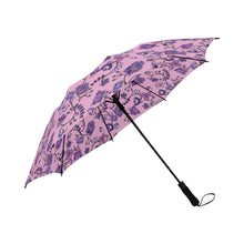 Load image into Gallery viewer, Purple Floral Amour Semi-Automatic Foldable Umbrella (Model U05) Semi-Automatic Foldable Umbrella e-joyer 
