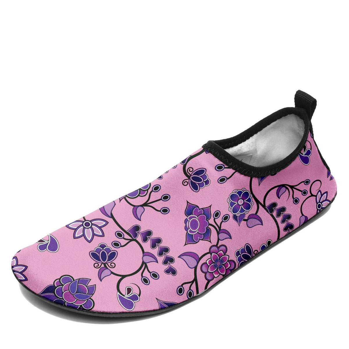 Purple Floral Amour Sockamoccs – Unisex Slip-On Shoes by 49 Dzine