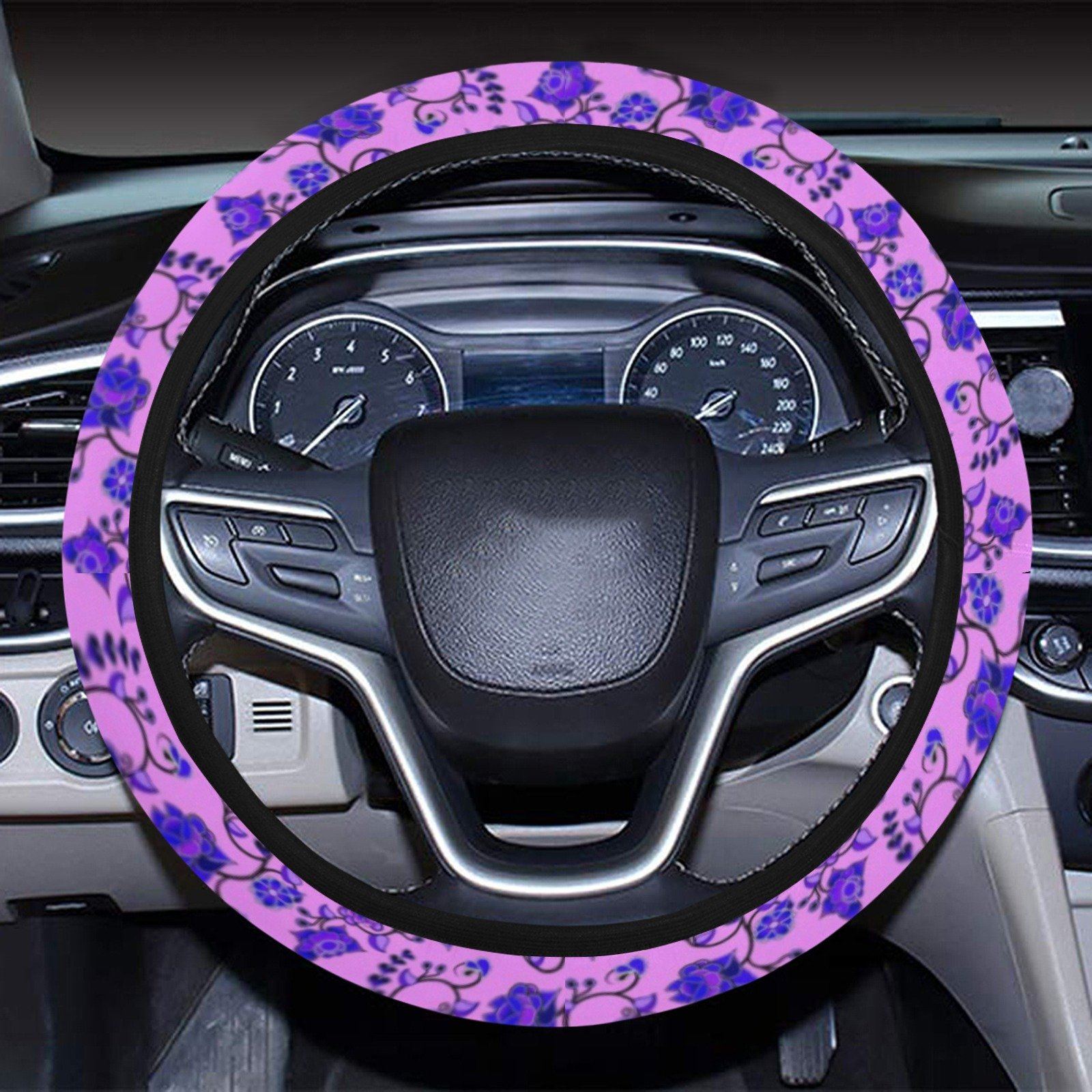 Purple Floral Amour Steering Wheel Cover with Elastic Edge Steering Wheel Cover with Elastic Edge e-joyer 