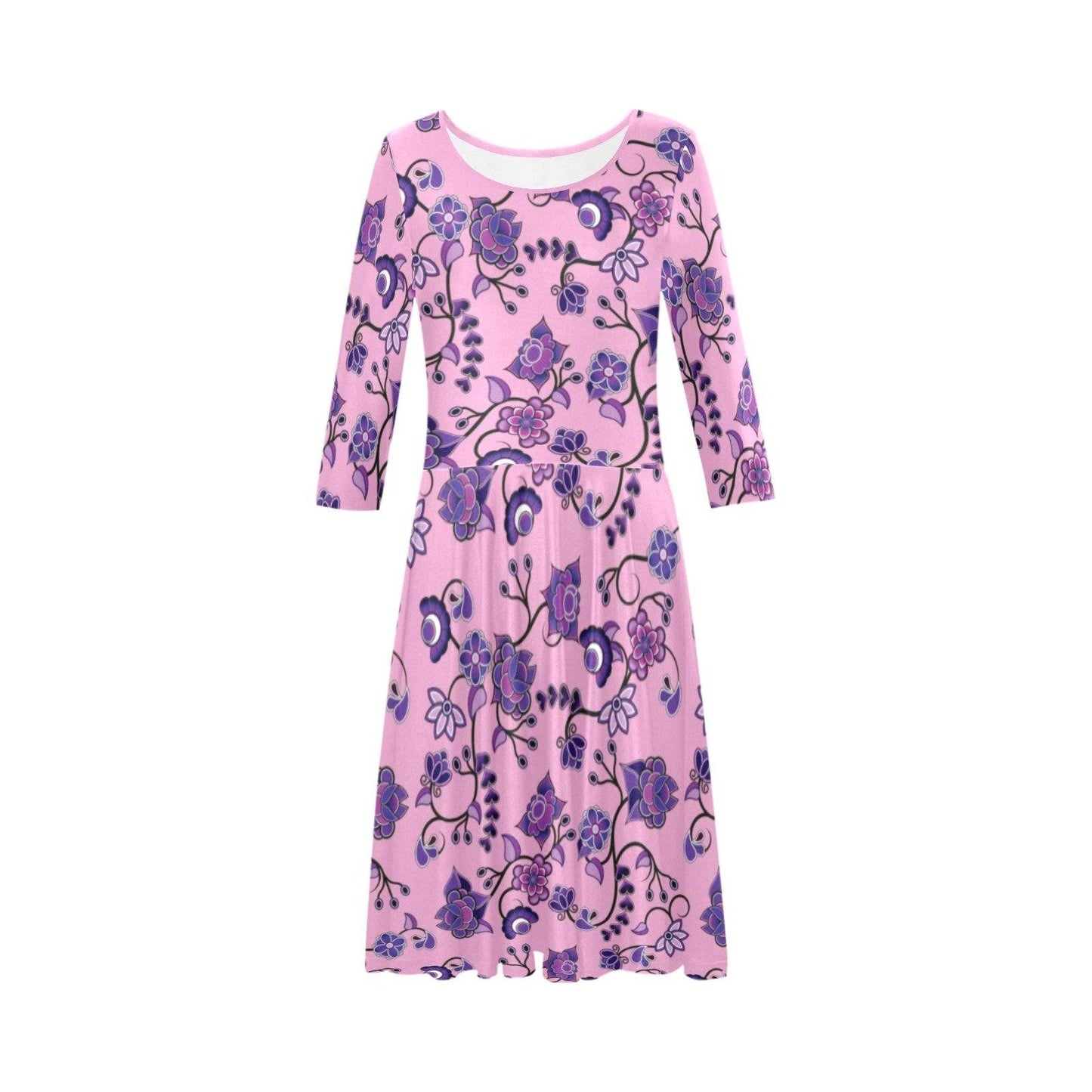 Purple Floral Amour Tethys Half-Sleeve Skater Dress(Model D20) Tethys Half-Sleeve Skater Dress (D20) e-joyer 