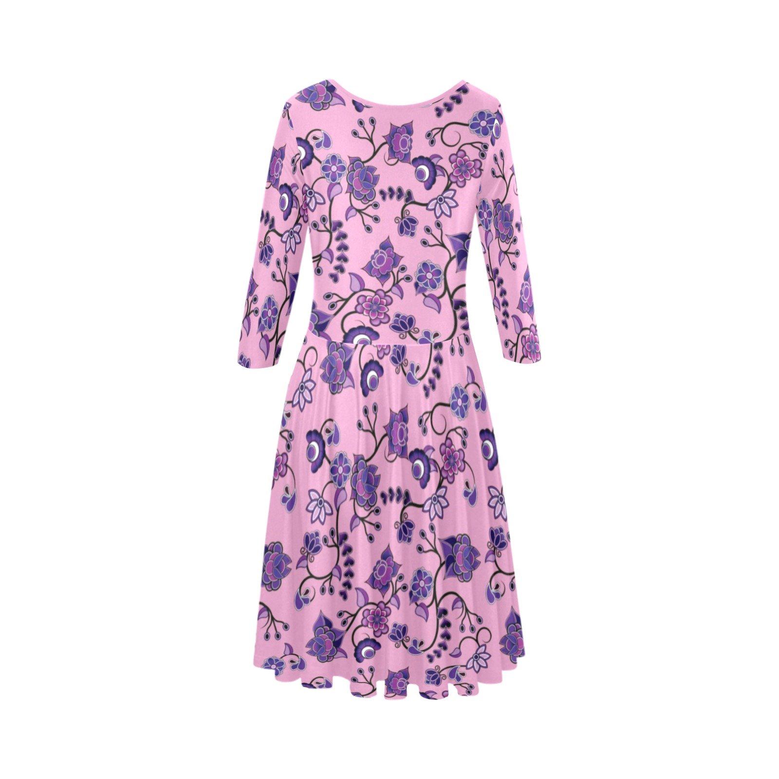 Purple Floral Amour Tethys Half-Sleeve Skater Dress(Model D20) Tethys Half-Sleeve Skater Dress (D20) e-joyer 