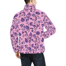 Load image into Gallery viewer, Purple Floral Amour Unisex Stand Collar Padded Jacket Men&#39;s Stand Collar Padded Jacket (H41) e-joyer 
