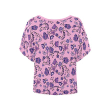 Load image into Gallery viewer, Purple Floral Amour Women&#39;s Batwing-Sleeved Blouse T shirt (Model T44) Women&#39;s Batwing-Sleeved Blouse T shirt (T44) e-joyer 
