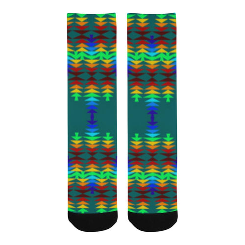 Rainbow Sage with Eagle Feather Trouser Socks Trouser Socks e-joyer 