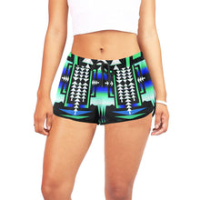 Load image into Gallery viewer, Rainy Skies Sage Centered (1) Women&#39;s All Over Print Relaxed Shorts (Model L19) Women&#39;s All Over Print Relaxed Shorts (L19) e-joyer 
