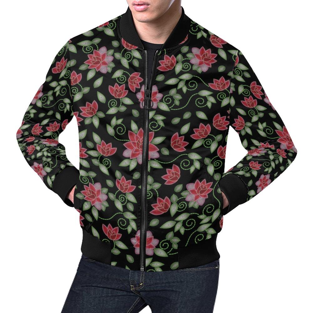 Red Beaded Rose All Over Print Bomber Jacket for Men (Model H19) All Over Print Bomber Jacket for Men (H19) e-joyer 