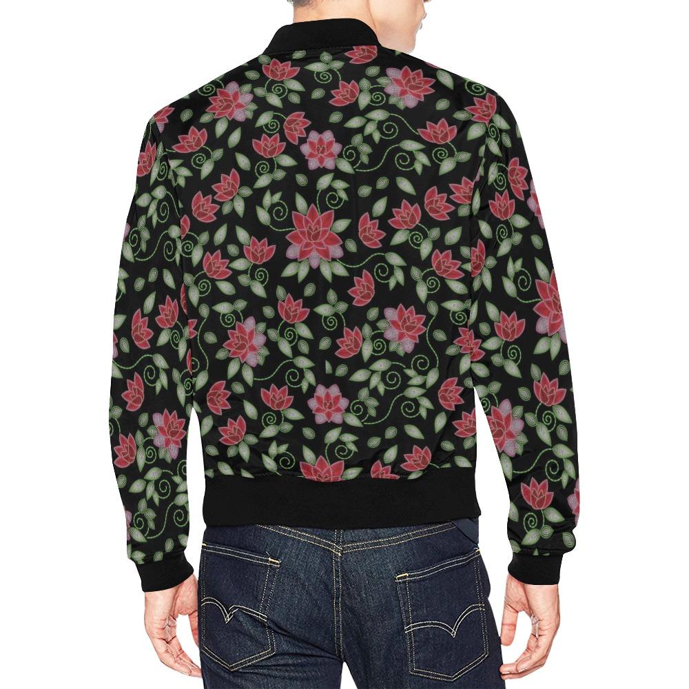 Red Beaded Rose All Over Print Bomber Jacket for Men (Model H19) All Over Print Bomber Jacket for Men (H19) e-joyer 