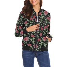 Load image into Gallery viewer, Red Beaded Rose All Over Print Bomber Jacket for Women (Model H19) All Over Print Bomber Jacket for Women (H19) e-joyer 
