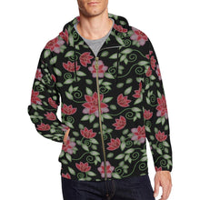 Load image into Gallery viewer, Red Beaded Rose All Over Print Full Zip Hoodie for Men (Model H14) All Over Print Full Zip Hoodie for Men (H14) e-joyer 
