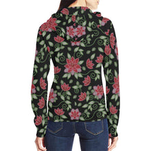 Load image into Gallery viewer, Red Beaded Rose All Over Print Full Zip Hoodie for Women (Model H14) All Over Print Full Zip Hoodie for Women (H14) e-joyer 
