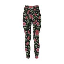 Load image into Gallery viewer, Red Beaded Rose All Over Print High-Waisted Leggings (Model L36) High-Waisted Leggings (L36) e-joyer 
