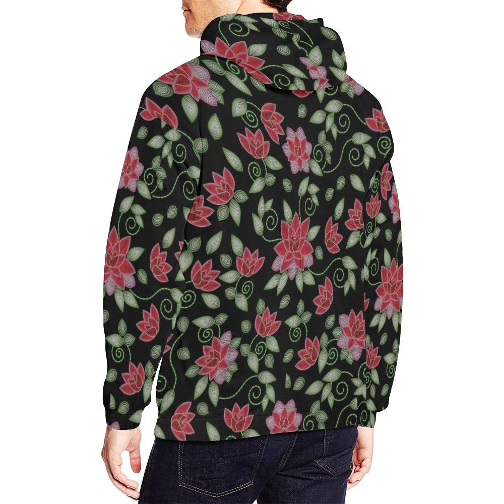 Red Beaded Rose All Over Print Hoodie for Men (USA Size) (Model H13) All Over Print Hoodie for Men (H13) e-joyer 