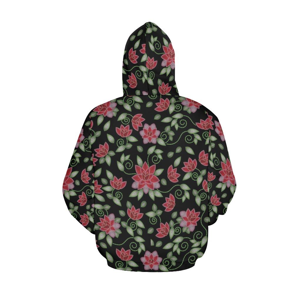 Red Beaded Rose All Over Print Hoodie for Women (USA Size) (Model H13) All Over Print Hoodie for Women (H13) e-joyer 