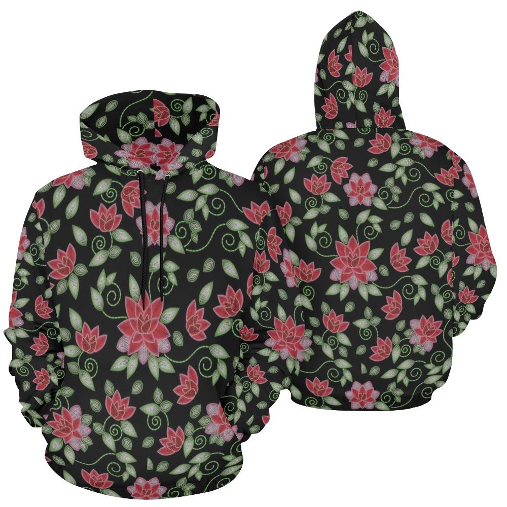 Red Beaded Rose All Over Print Hoodie for Women (USA Size) (Model H13) All Over Print Hoodie for Women (H13) e-joyer 