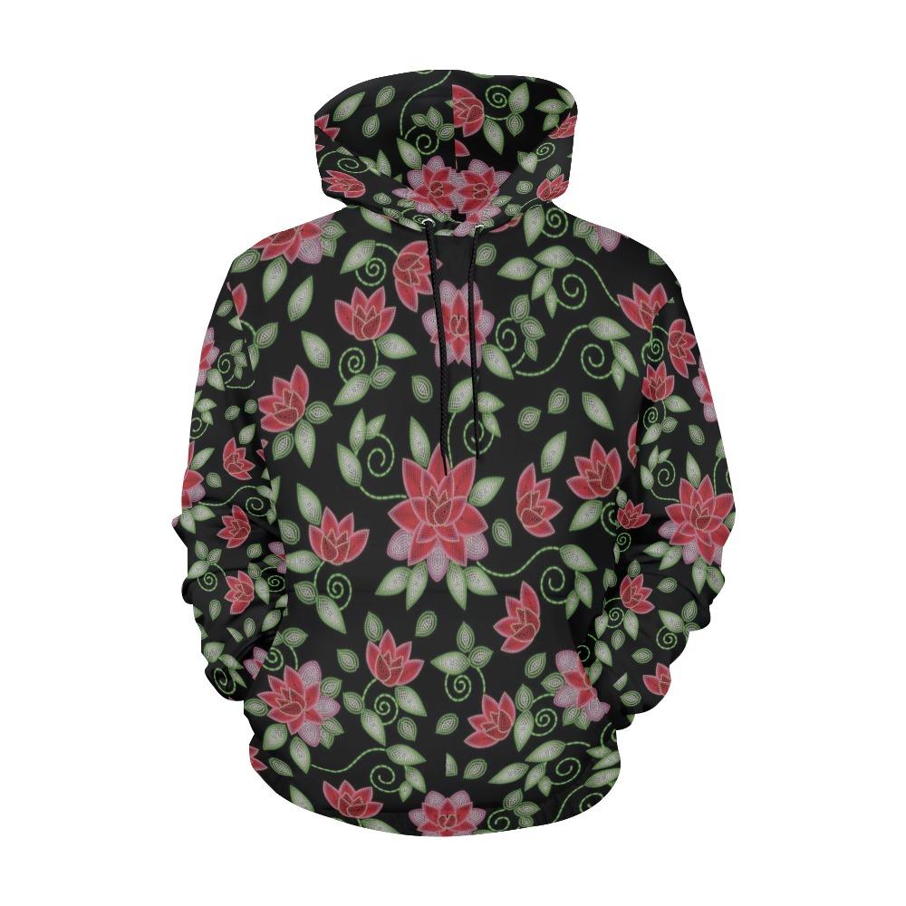 Red Beaded Rose All Over Print Hoodie for Women (USA Size) (Model H13) All Over Print Hoodie for Women (H13) e-joyer 