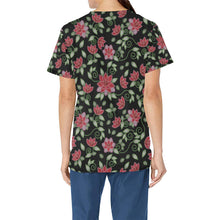 Load image into Gallery viewer, Red Beaded Rose All Over Print Scrub Top Scrub Top e-joyer 
