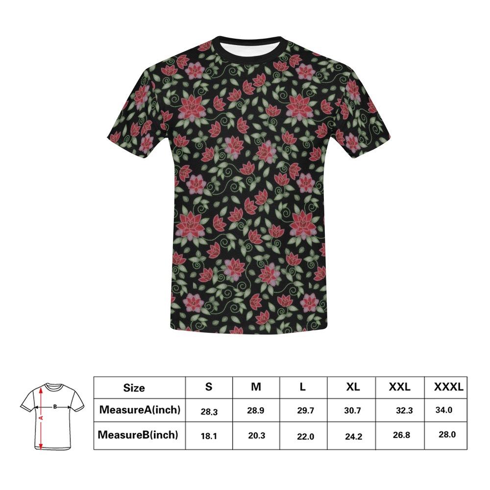 Red Beaded Rose All Over Print T-Shirt for Men (USA Size) (Model T40) All Over Print T-Shirt for Men (T40) e-joyer 