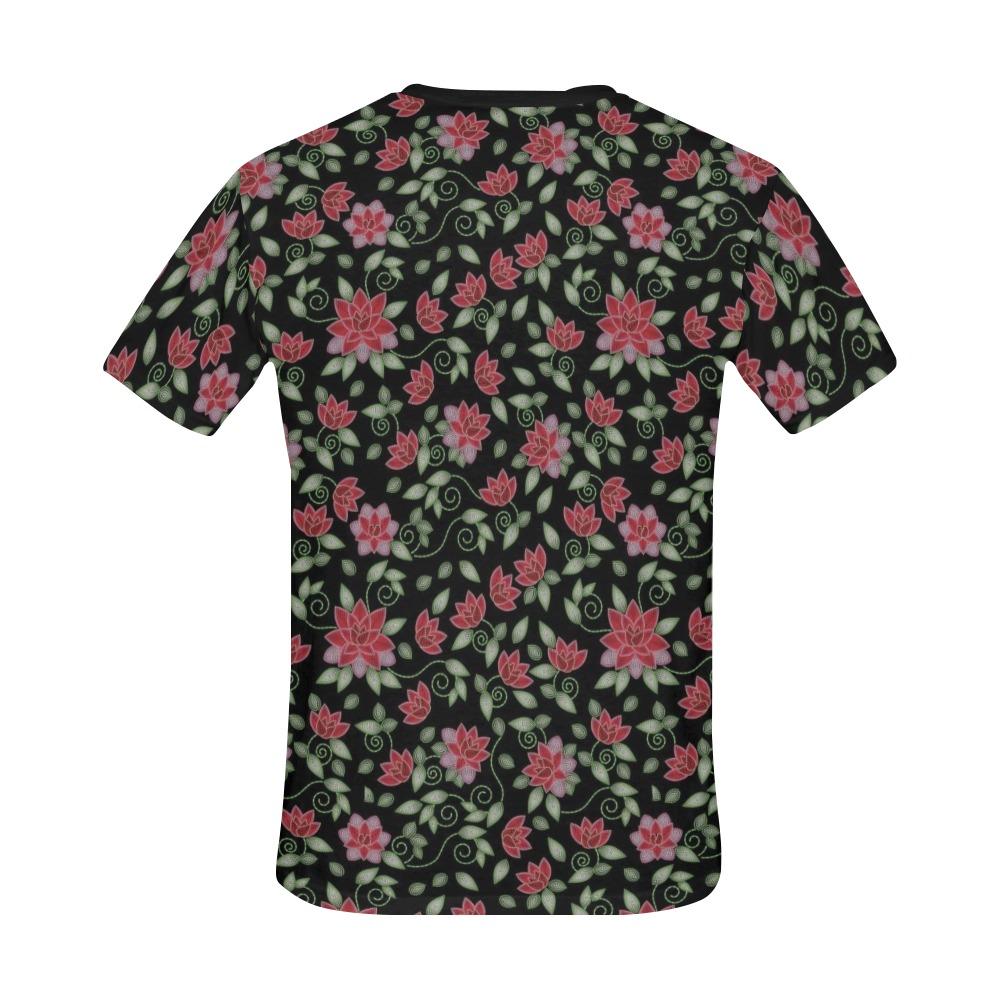 Red Beaded Rose All Over Print T-Shirt for Men (USA Size) (Model T40) All Over Print T-Shirt for Men (T40) e-joyer 