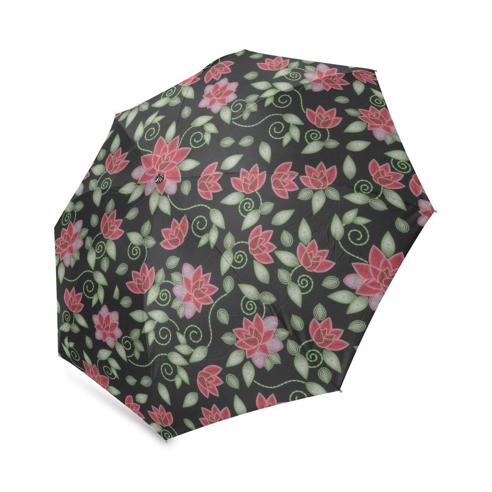 Red Beaded Rose Foldable Umbrella (Model U01) Foldable Umbrella e-joyer 