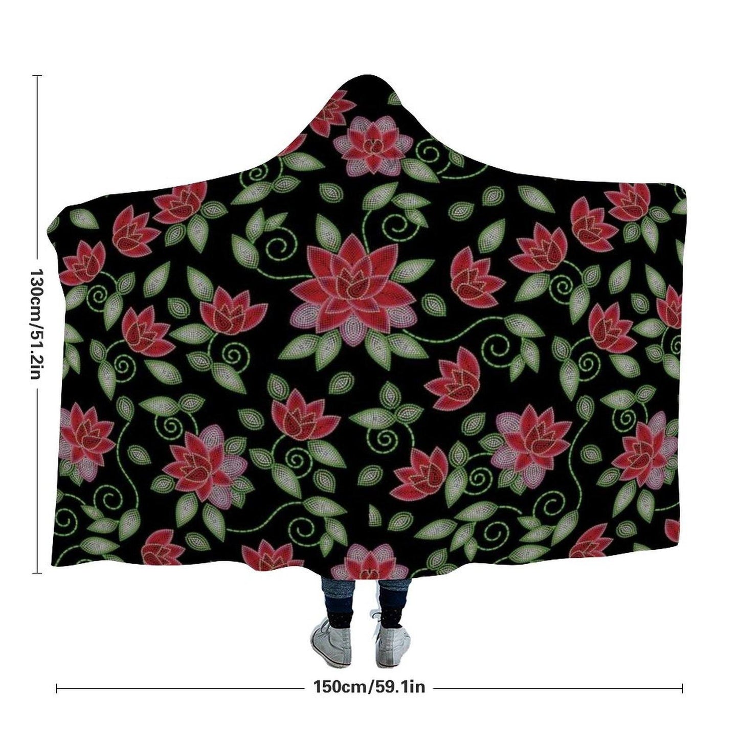 Red Beaded Rose Hooded Blanket blanket 49 Dzine 