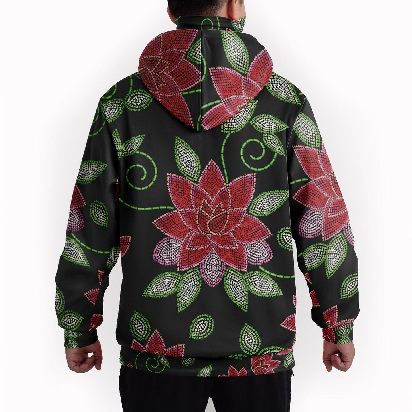 Red Beaded Rose Hoodie with Face Cover 49 Dzine 