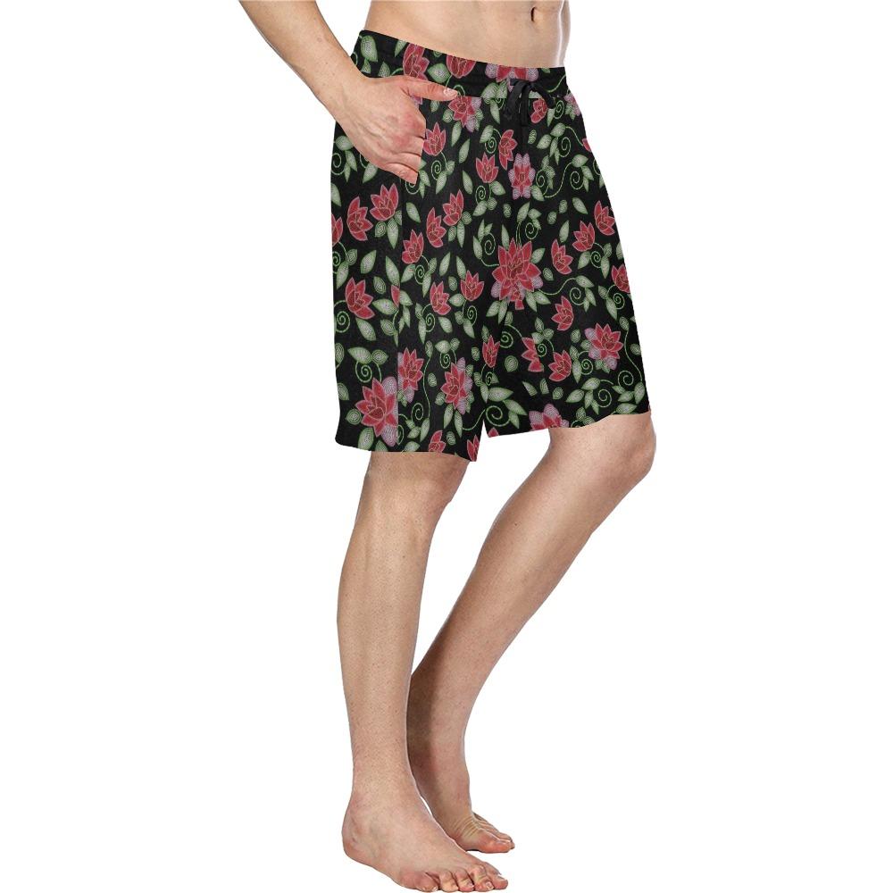 Red Beaded Rose Men's All Over Print Casual Shorts (Model L23) Men's Casual Shorts (L23) e-joyer 