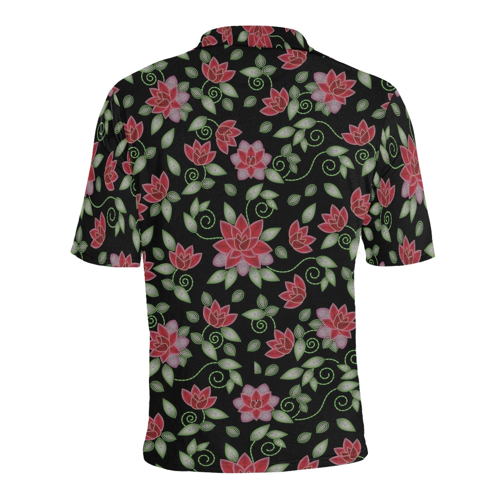 Red Beaded Rose Men's All Over Print Polo Shirt (Model T55) Men's Polo Shirt (Model T55) e-joyer 