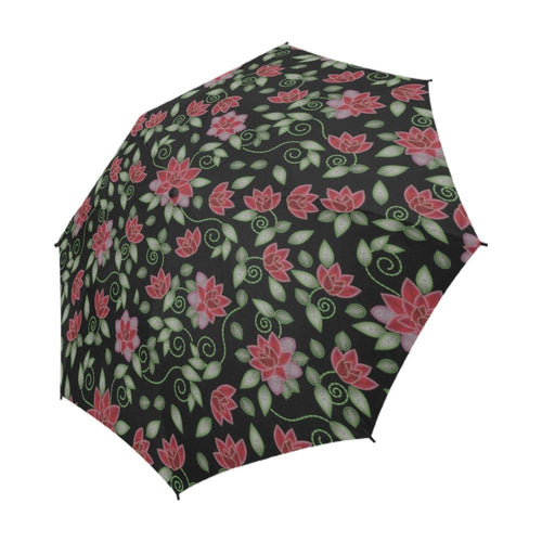 Red Beaded Rose Semi-Automatic Foldable Umbrella (Model U05) Semi-Automatic Foldable Umbrella e-joyer 