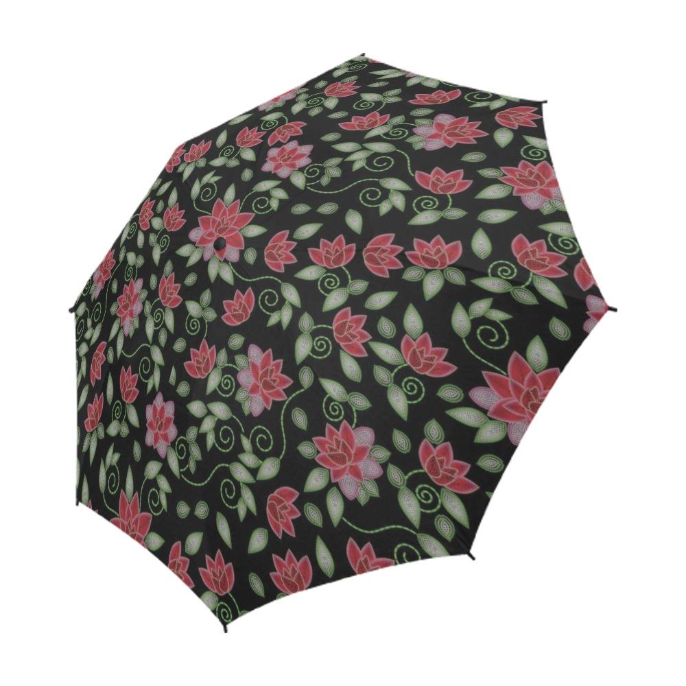 Red Beaded Rose Semi-Automatic Foldable Umbrella (Model U05) Semi-Automatic Foldable Umbrella e-joyer 