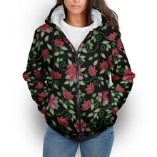 Load image into Gallery viewer, Red Beaded Rose Sherpa Hoodie hoodie Herman 
