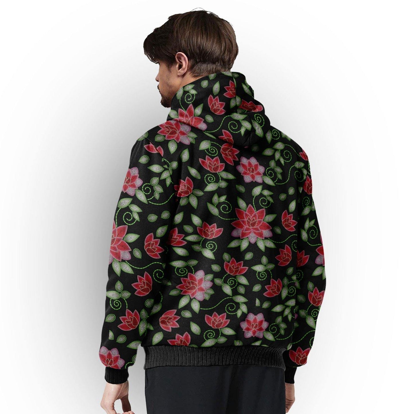 Red Beaded Rose Sherpa Hoodie hoodie Herman 