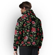 Load image into Gallery viewer, Red Beaded Rose Sherpa Hoodie hoodie Herman 
