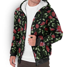 Load image into Gallery viewer, Red Beaded Rose Sherpa Hoodie hoodie Herman 
